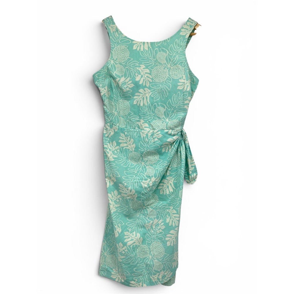 Patagonia Pataloha Dress Womens 10 Teal Tropical Pineapple Organic Cotton Wrap